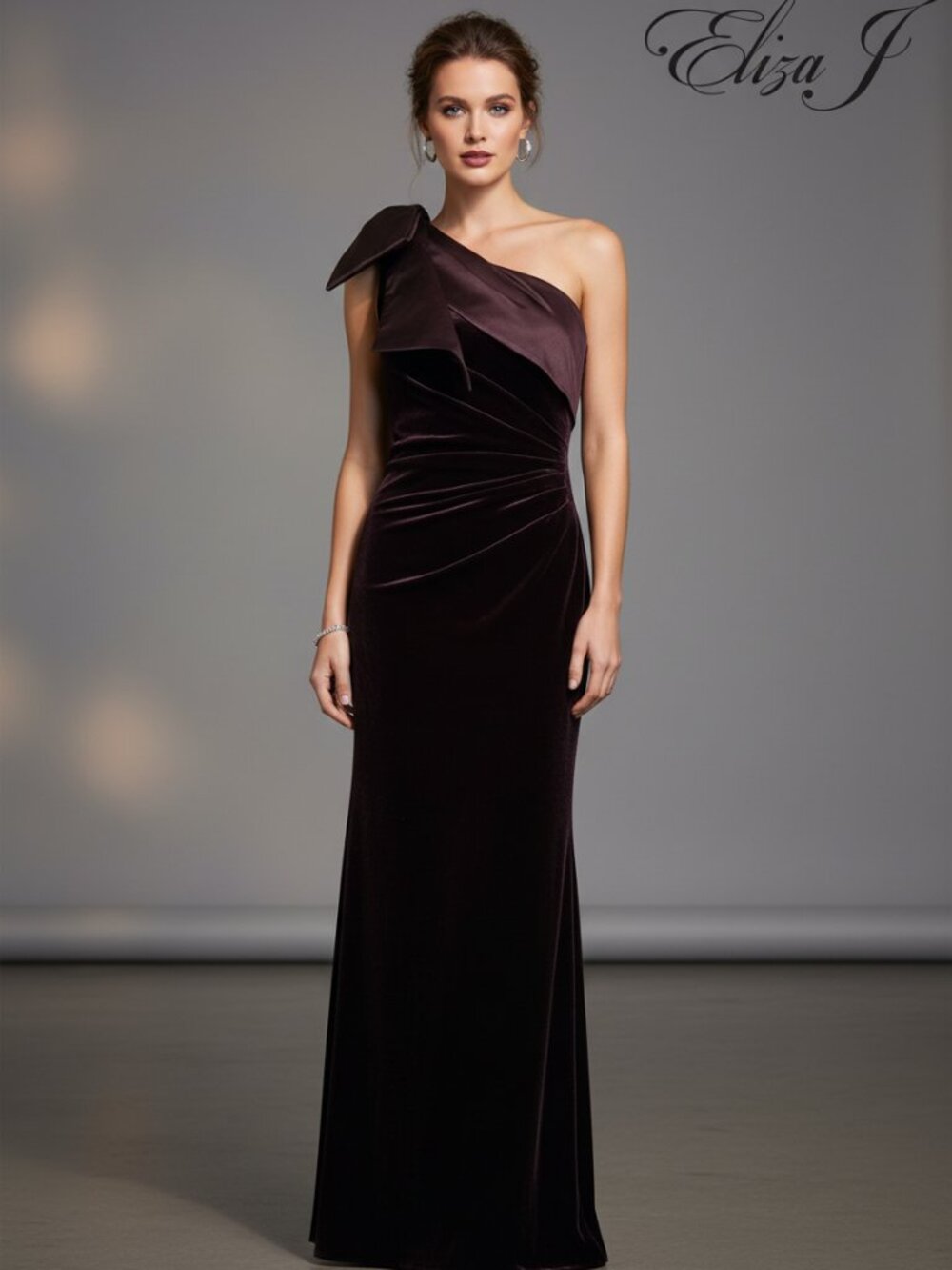 Eliza J One-Shoulder Bow Gown NWT Purple Size 2